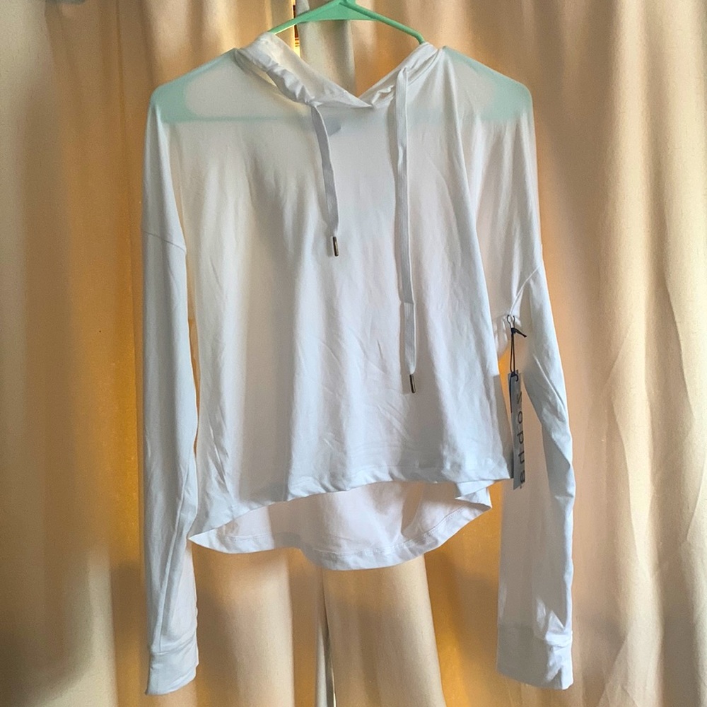 White Zobha slightly cropped hooded sweatshirt L